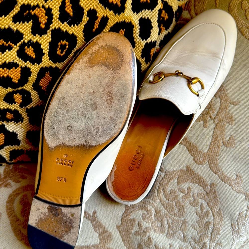 Gucci Princetown mules- white and gold - Picture 4 of 9